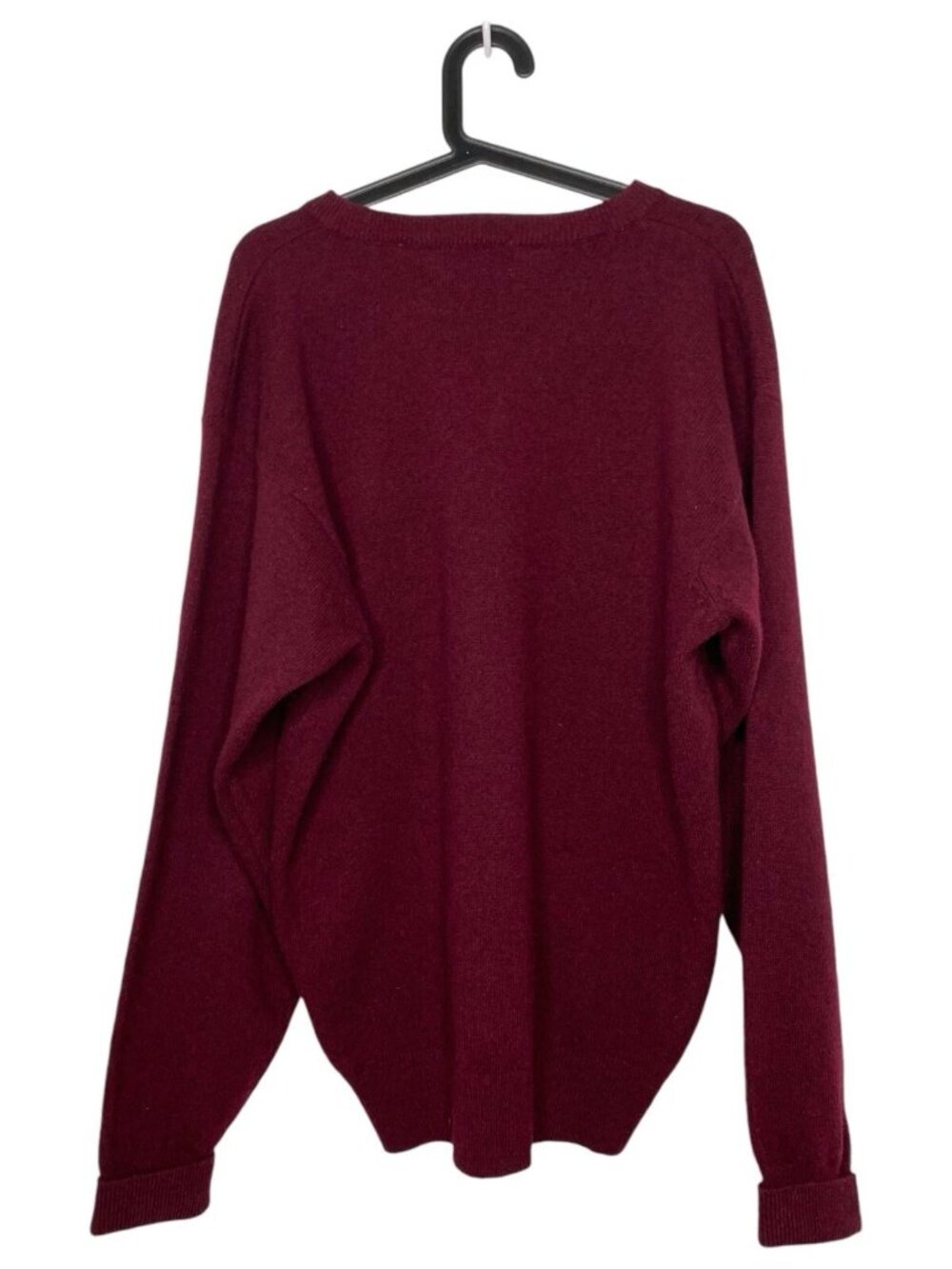 Pendleton Mens Large Sweater Lambswool V-neck Red Wine Maroon Wool Pullover Knit - Picture 6 of 7